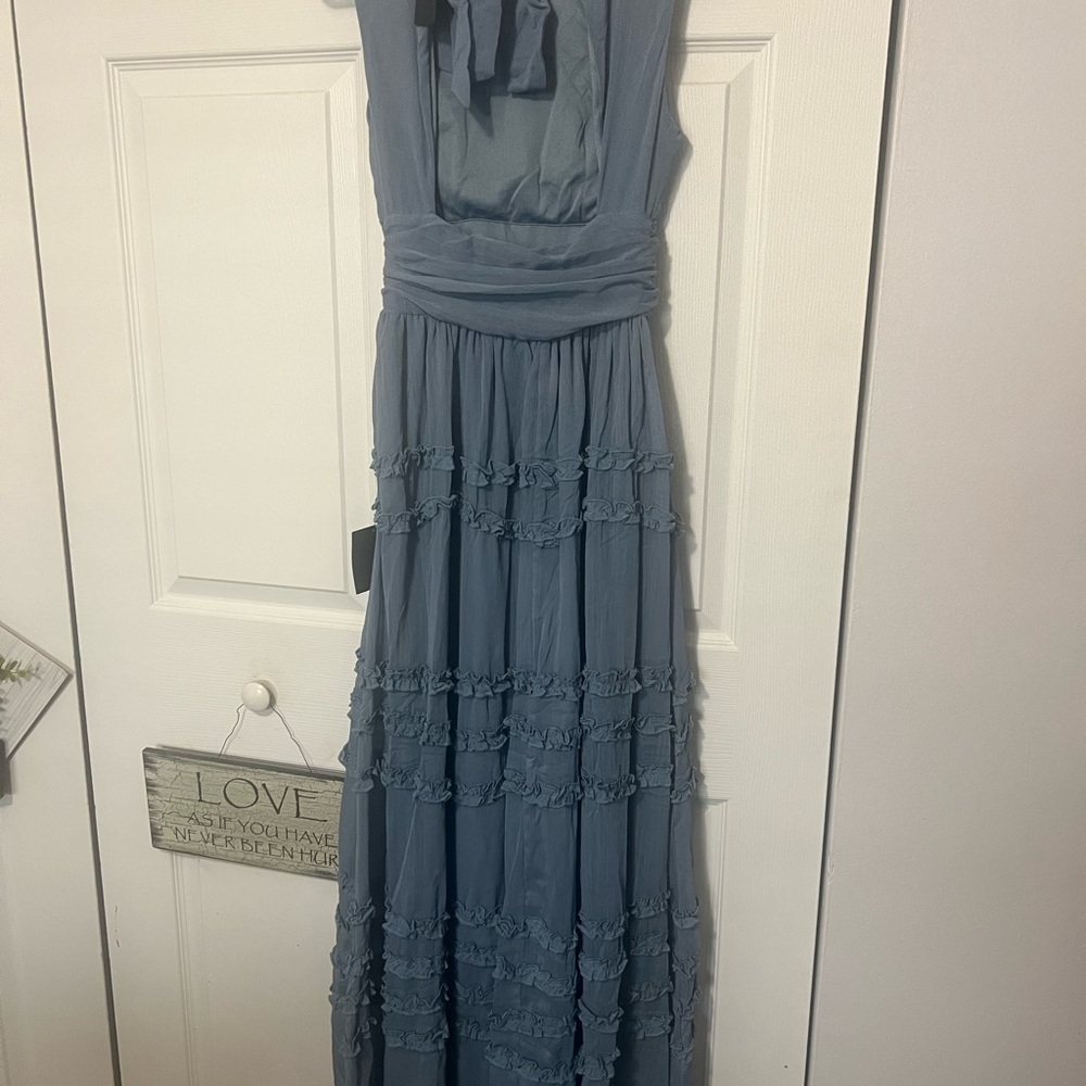 Lulu's Dusty Blue Tiered Maxi Dress - Picture 5 of 11